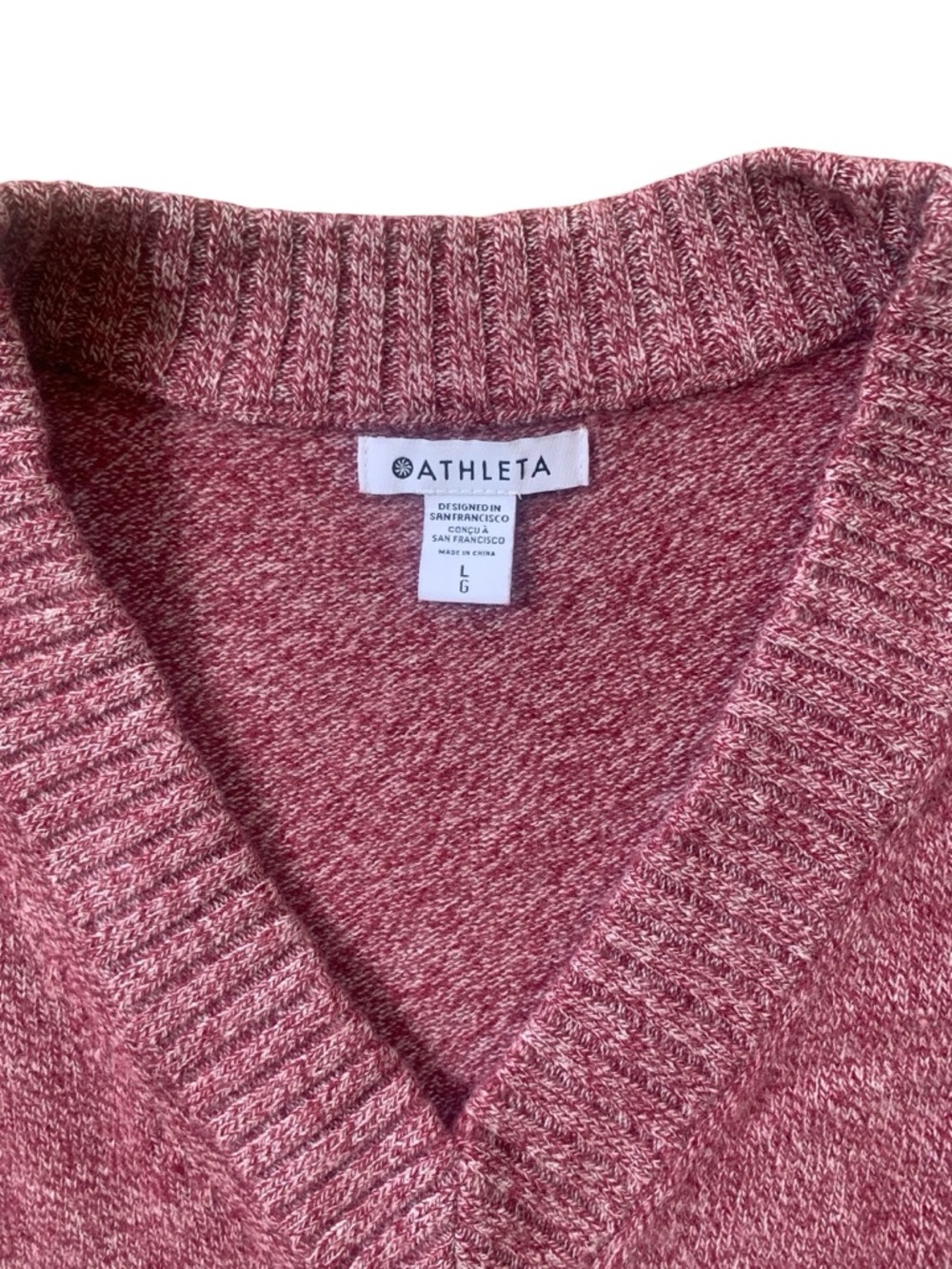 Athleta Vital V-Neck Tunic Sweater L Red Wool Cashmere Blend Oversized Soft - Picture 3 of 5